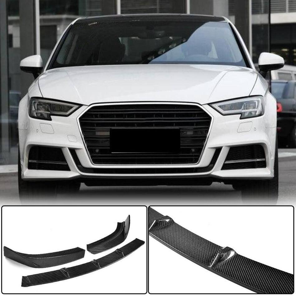 For Audi S3 A3 Sline 8V.5 Sedan Carbon Fiber Front Bumper Lip Spoiler Splitter Wide Body Kit