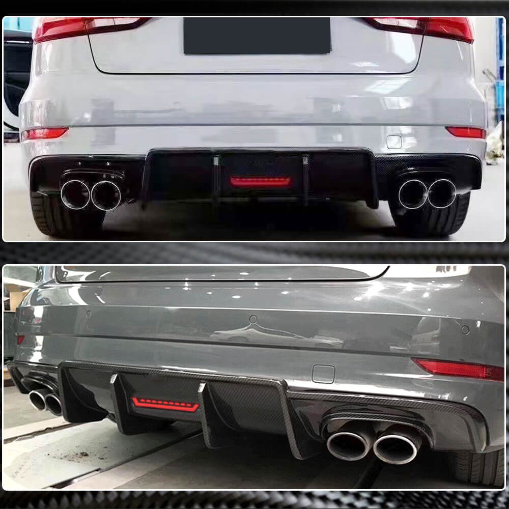 Get Audi A3 Sline S3 Rear Bumper Diffuser | Carbon Fiber Part for Audi