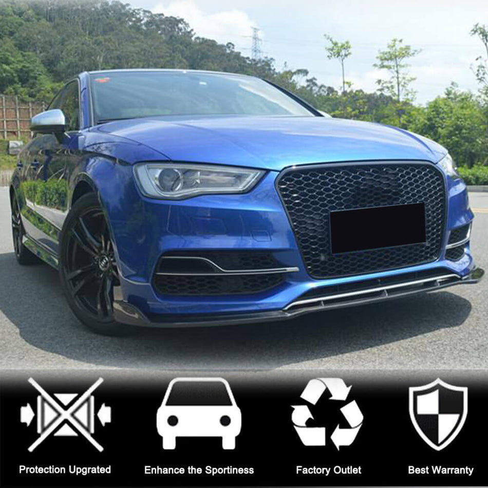 For Audi S3 A3 Sline 8V Pre-facelit Carbon Fiber Front Bumper Lip Spoiler Wide Body Kit