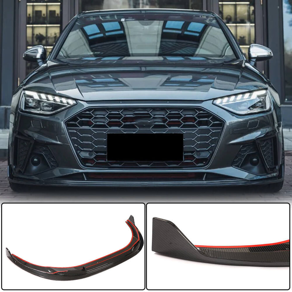 For Audi S4 A4 Sline B9.5 Sedan Facelift Dry Carbon Fiber Front Bumper Lip Splitter Spoiler