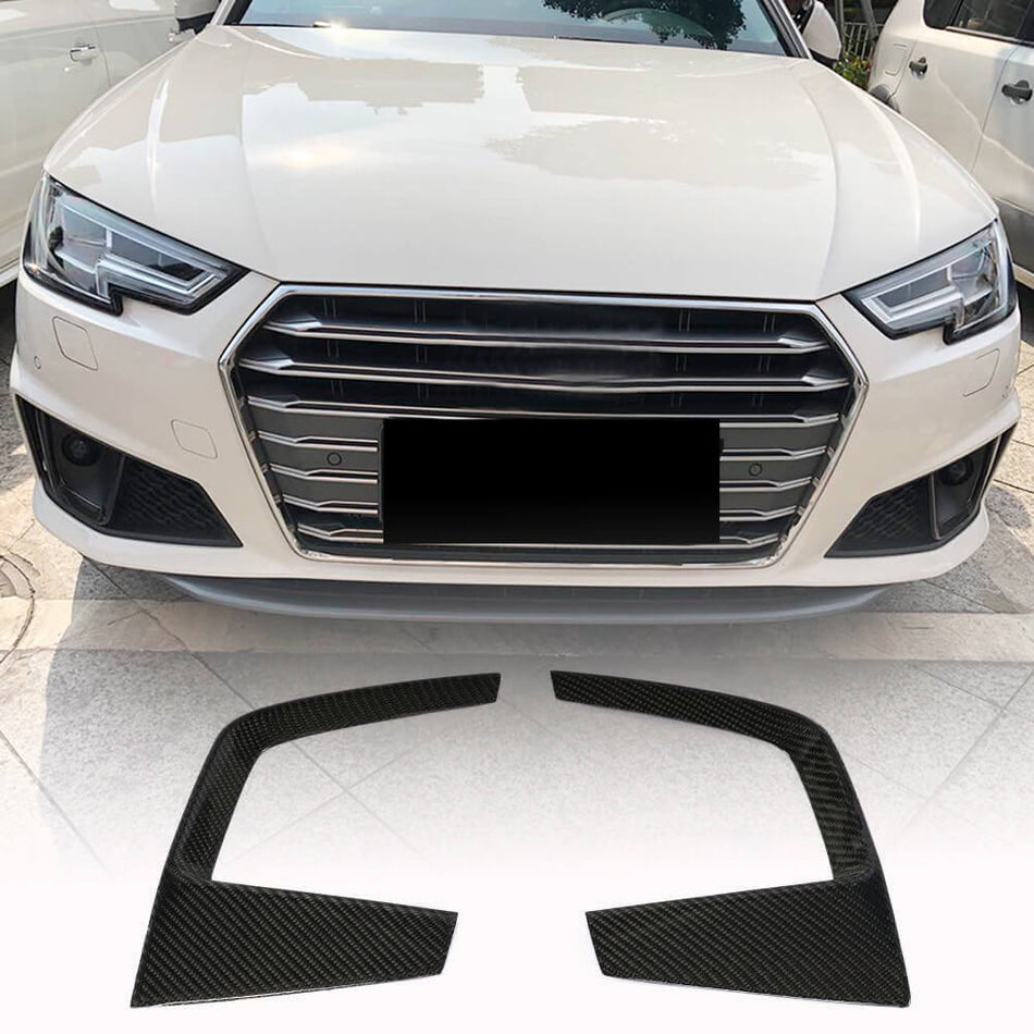 For Audi S4 A4 Sline B9 Sedan Pre-facelift Carbon Fiber Front Fog Lamp Air Vents Trims