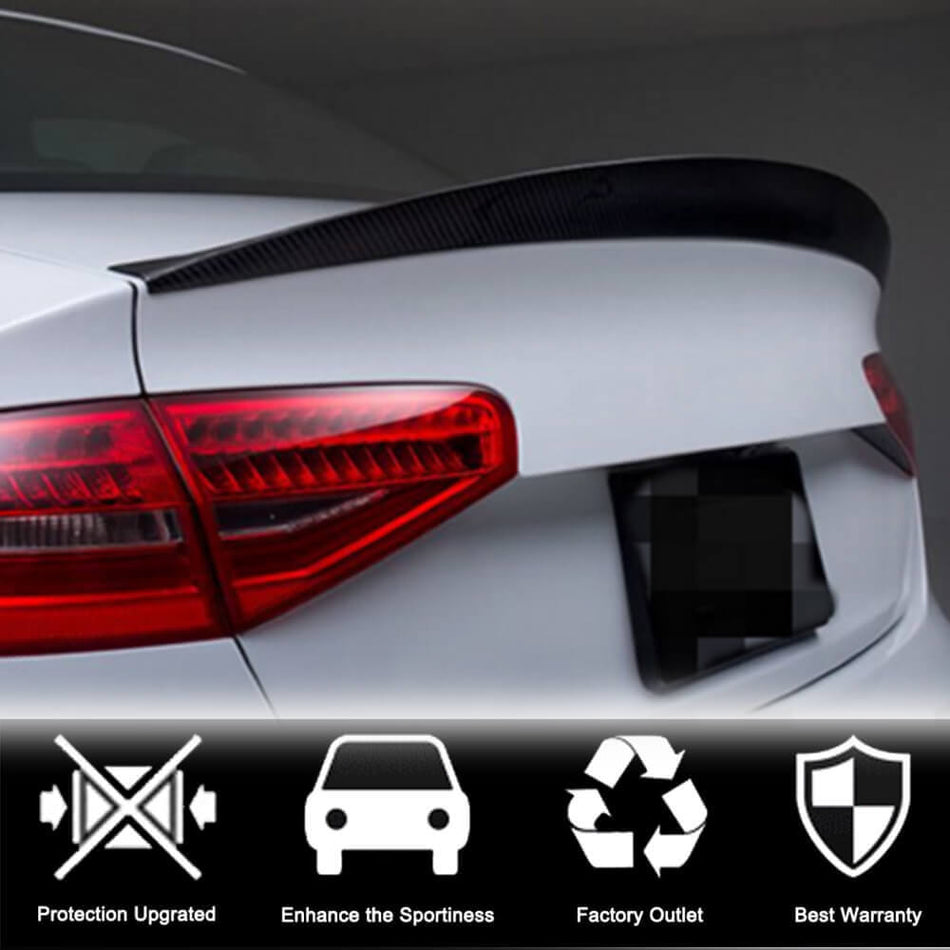 For Audi S4 B8.5 Sedan Facelift Carbon Fiber Rear Trunk Spoiler Boot Wing Lip