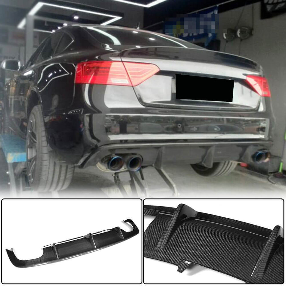 For Audi S5 A5 Sline B8.5 Facelift Carbon Fiber Rear Bumper Diffuser Valance Lip