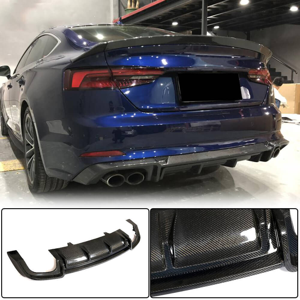 Audi S5 A5 B9 Sline 2017 2020 Real Carbon Fiber Rear Bumper Diffuser