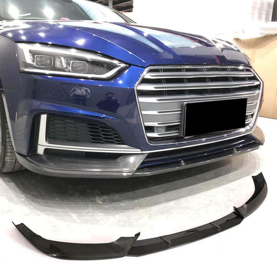 For Audi S5 A5 Sline B9 Carbon Fiber Front Bumper Lip Spoiler Splitter Wide Body Kit