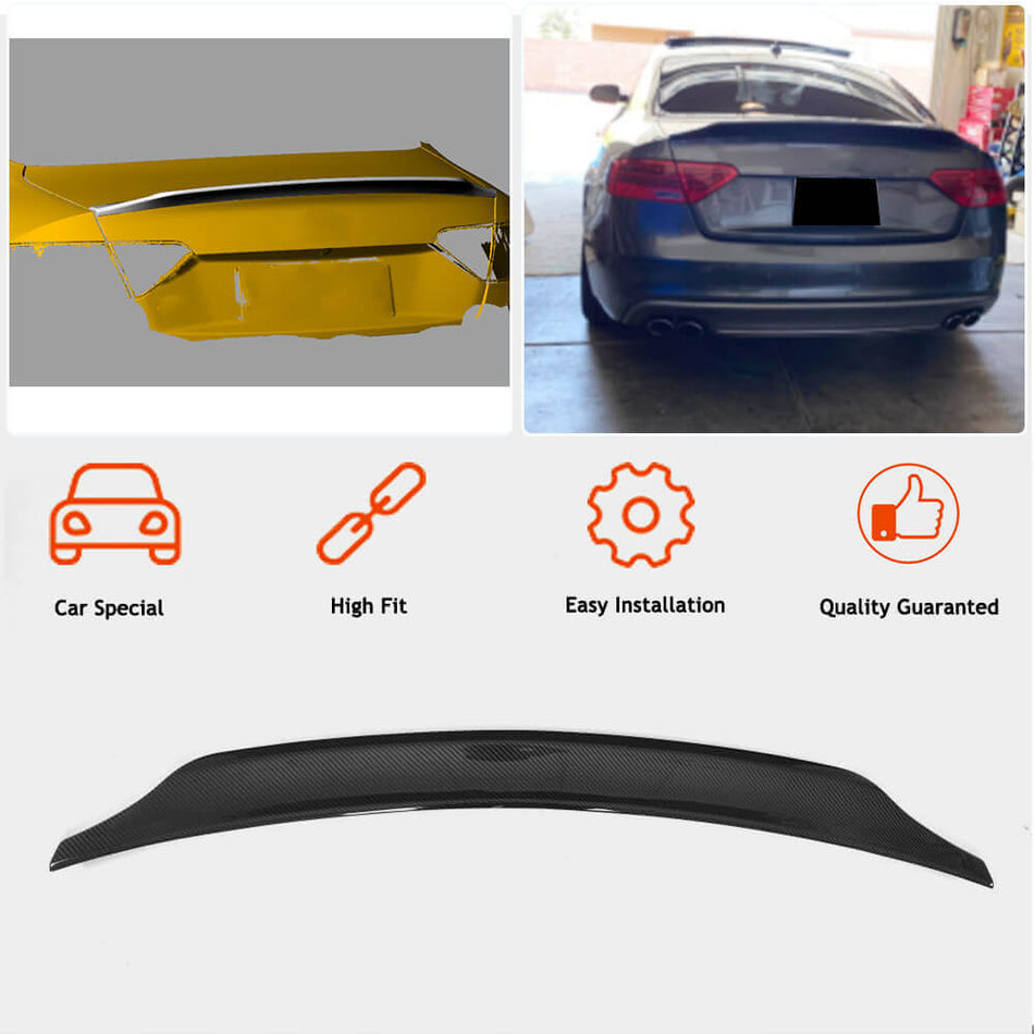 For Audi S5 RS5 B8 B8.5 Coupe Carbon Fiber Rear Trunk Spoiler Boot Wing Lip
