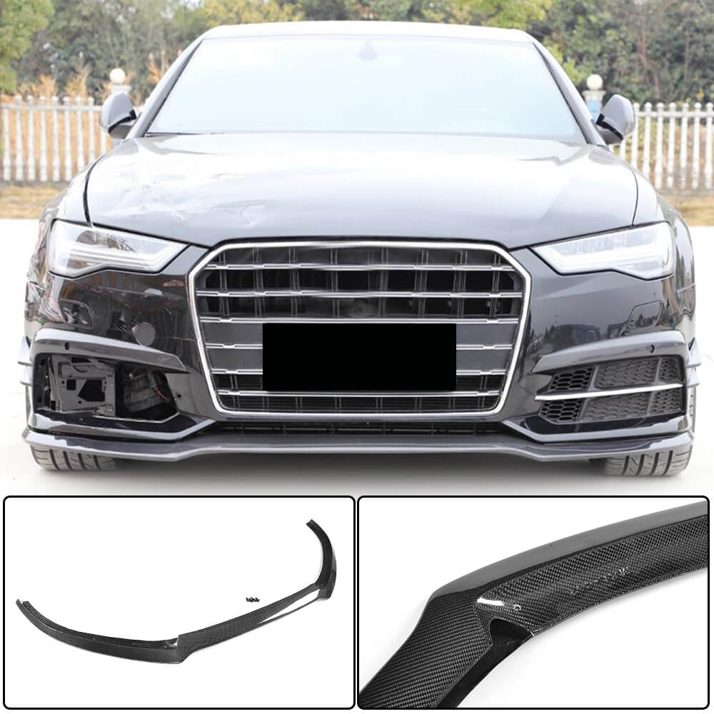 Audi S6 A6 Sline C7.5 Sedan Facelift 2016-2019 Front Bumper Lip Carbon Fiber-Ahacarbon