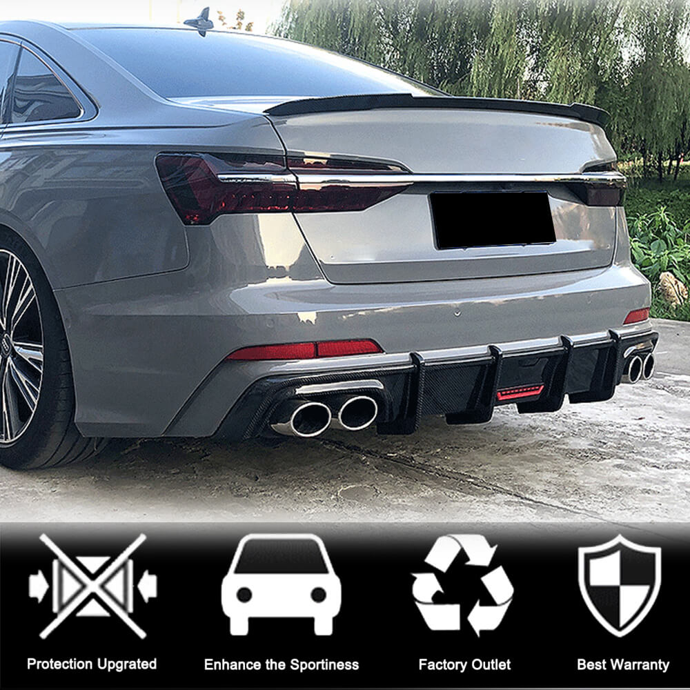 Audi B6 Rear Diffuser Audi S6 A6 C7 Sline Carbon Fiber Rear Bumper Diffuser | Exterior Mods
