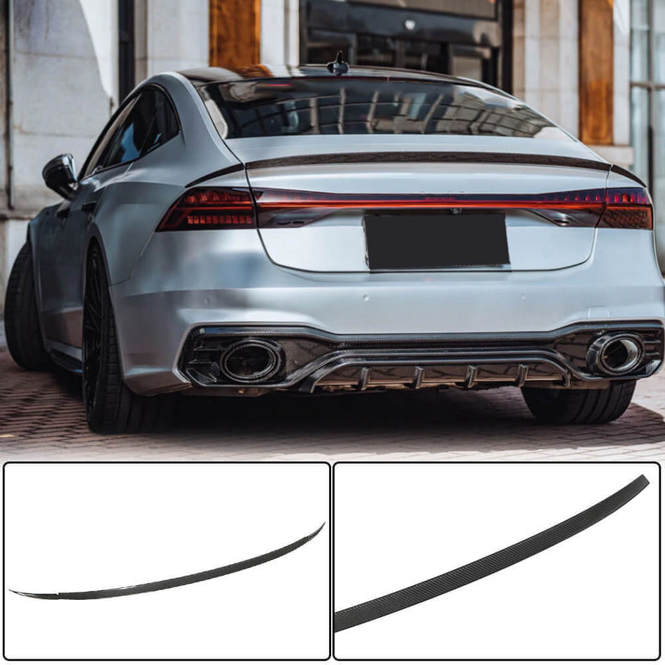 For Audi S7 A7 Quattro C8 RS7 Carbon Fiber Rear Trunk Boot Spoiler Wing Lip