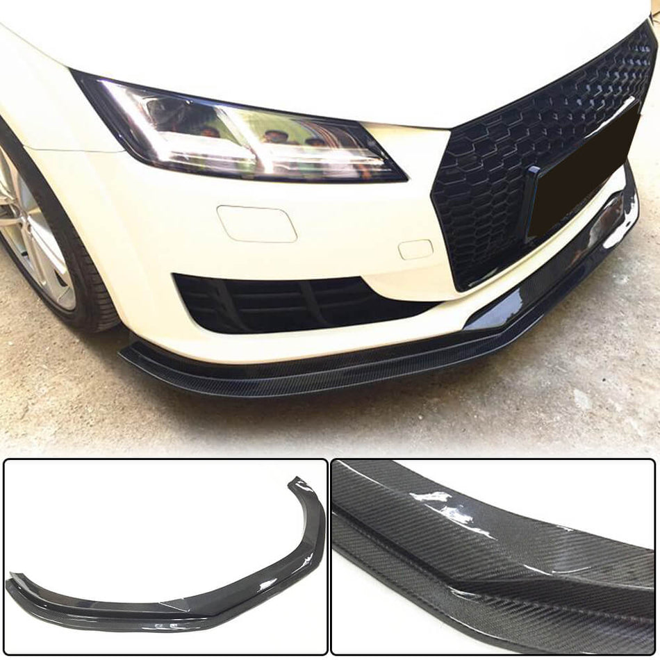 For Audi TT MK3 8S Base 15-19 Carbon Fiber Front Bumper Lip Chin Spoiler Wide Body Kit