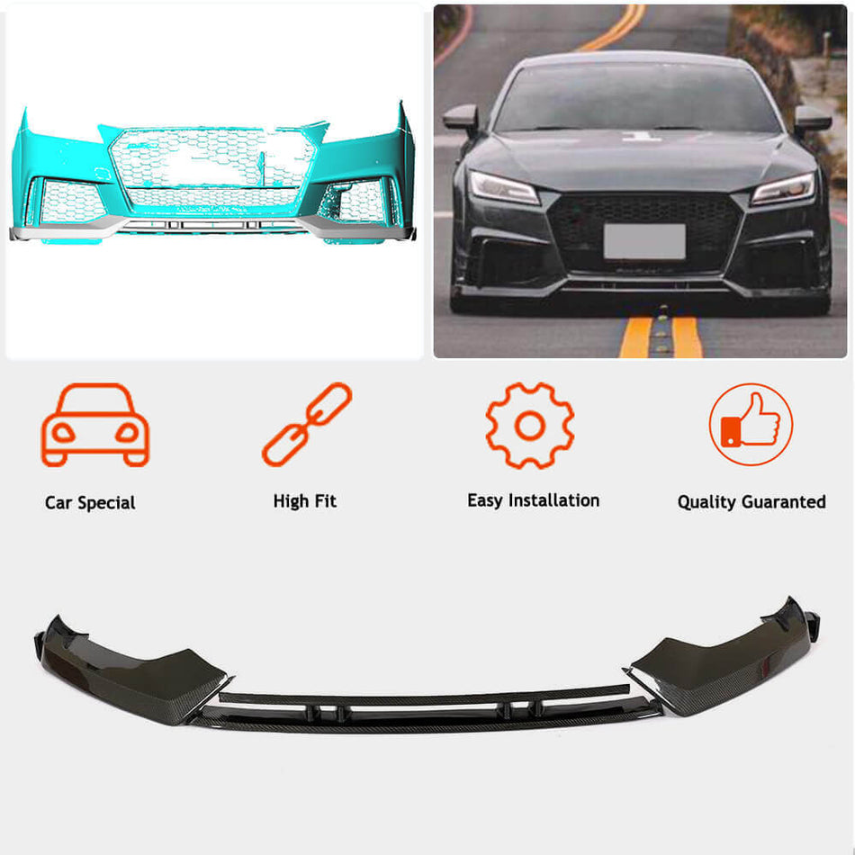 For Audi TT RS 8S MK3 Carbon Fiber Front Bumper Lip Chin Spoiler Wide Body Kits 5pcs/set