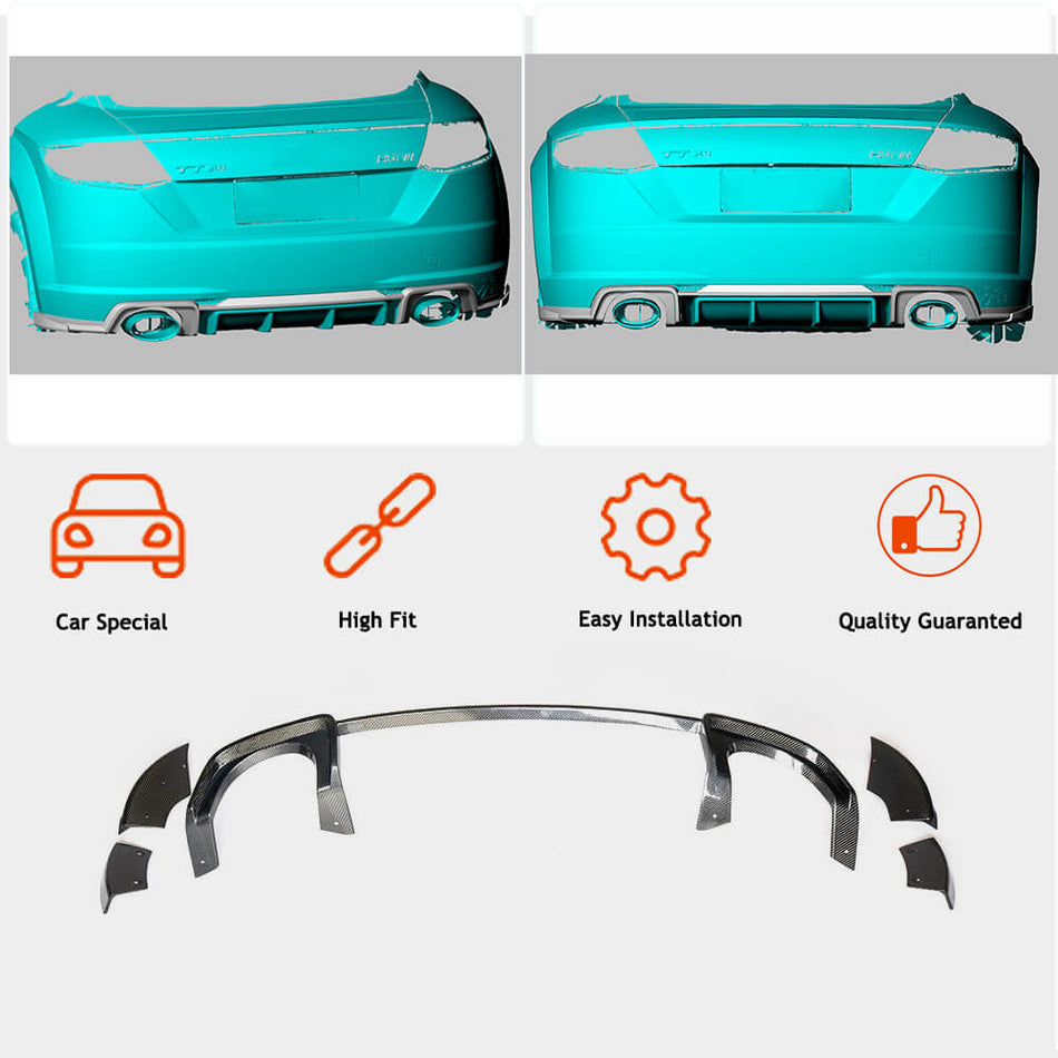 For Audi TT RS MK3 8S Dry Carbon Fiber Rear Bumper Diffuser Lip Splitters Wide Body Kit