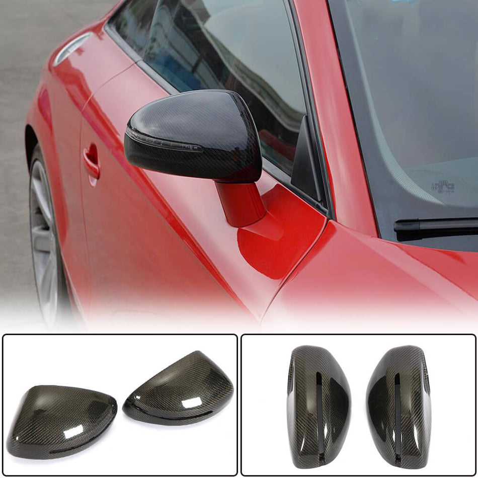 For Audi TT TTS TTRS MK2 2008-2014 R8 2007-2011 Carbon Fiber Replacement Mirror Cover Caps Pair