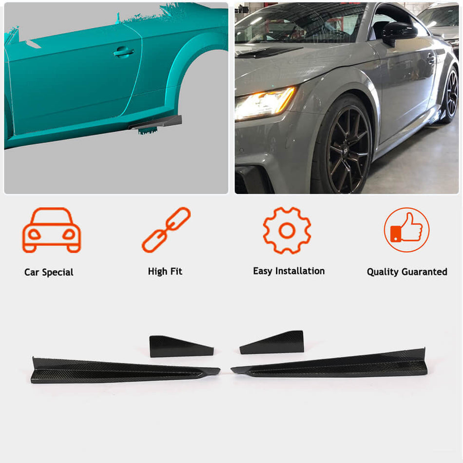 For Audi TT TTS Sline TTRS MK3 8S Carbon Fiber Side Skirts Splitter Door Rocker Panels Extension Apron Lip