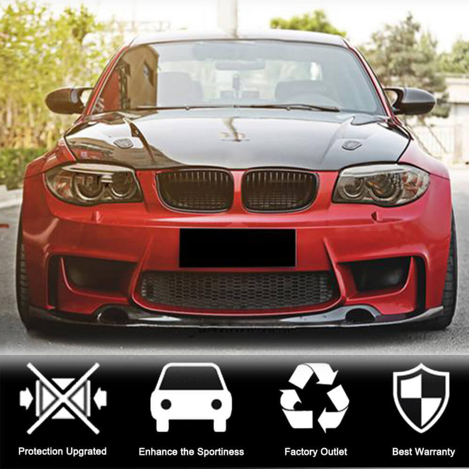 For BMW 1 Series E82 1M  Carbon Fiber Front Bumper Lip Spoiler Wide Body Kit