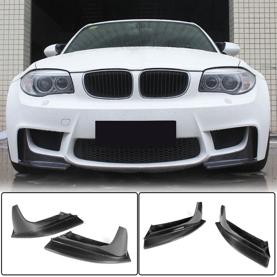 For BMW 1 Series E82 1M Carbon Fiber Front Bumper Splitter Cupwing Winglets Vent Flaps