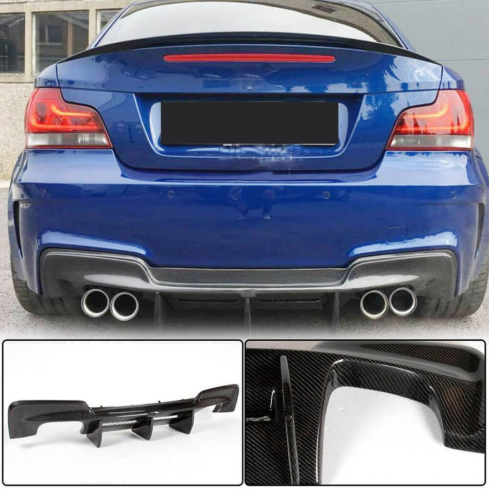 For BMW 1 Series E82 1M Carbon Fiber Rear Bumper Diffuser Valance Lip