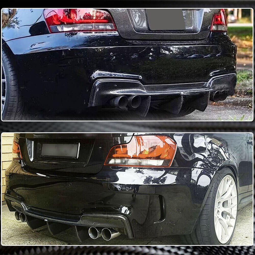 For BMW 1 Series E82 1M Carbon Fiber Rear Bumper Diffuser Valance Lip