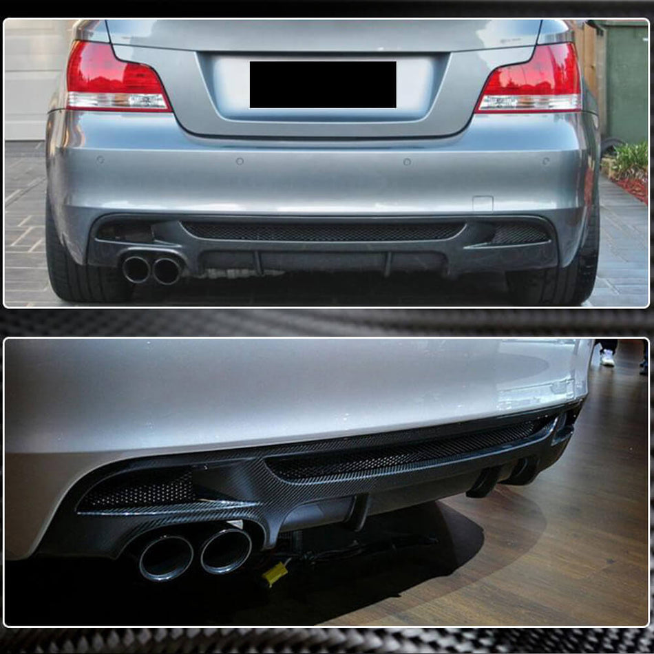 BMW 1 Series E82 E88 M Sport 2008-2013 Rear Bumper Diffuser Carbon Fiber-Ahacarbon