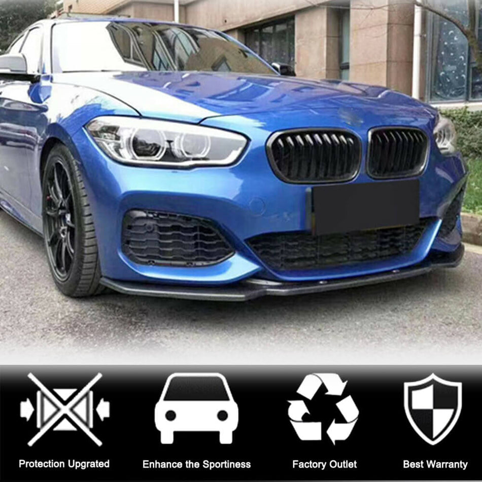 For BMW 1 Series F20 F21 M Sport LCI Carbon Fiber Front Bumper Lip Chin Spoiler | 118i 120i 125i M-tech M135i M140i