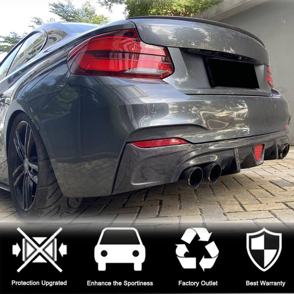 BMW 2 Series F22 F23 M Sport 2014-2019 Rear Bumper Diffuser Carbon Fiber-Ahacarbon