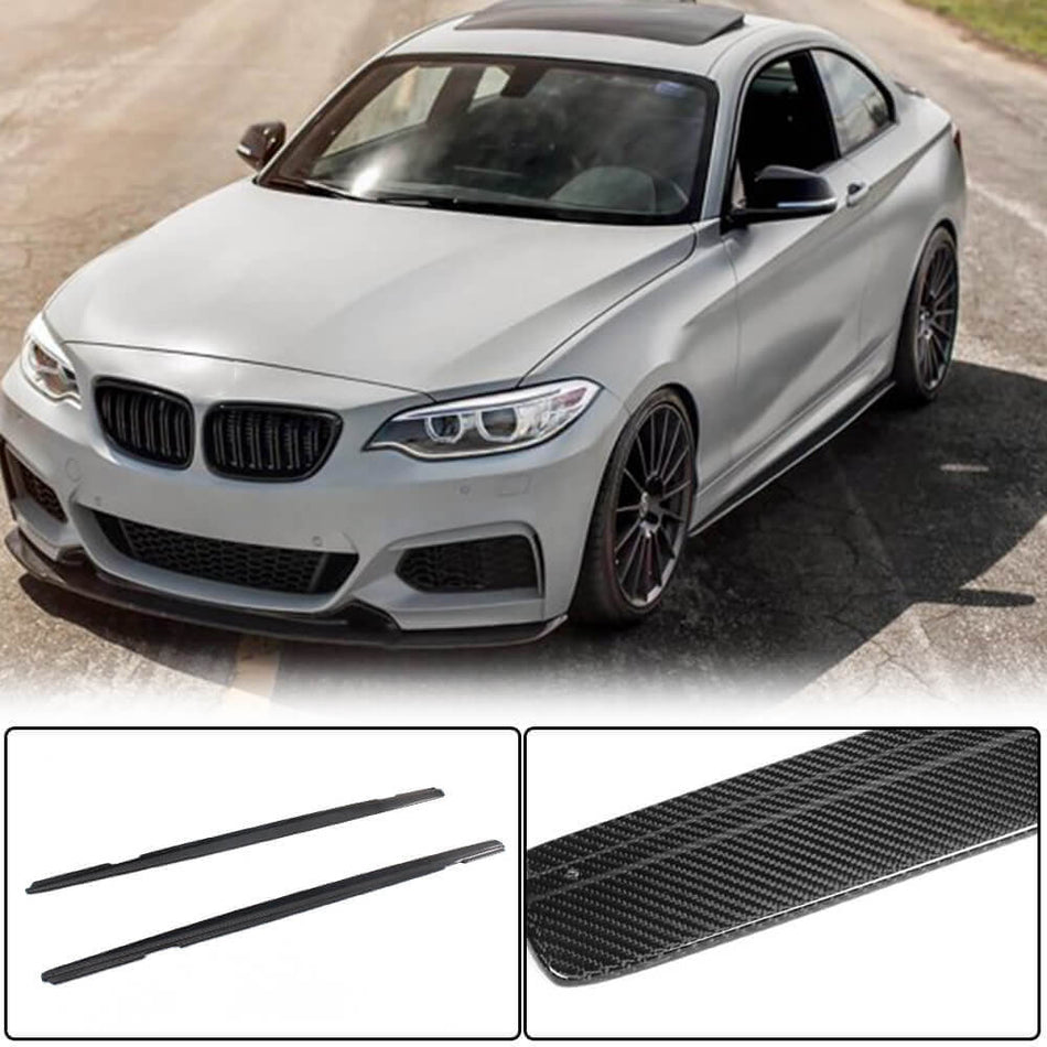 For BMW 2 Series F22 F23 M Sport Carbon Fiber Side Skirts Door Rocker Panels Extension Lip | 220i 228i 230i M-tech M235i M240i