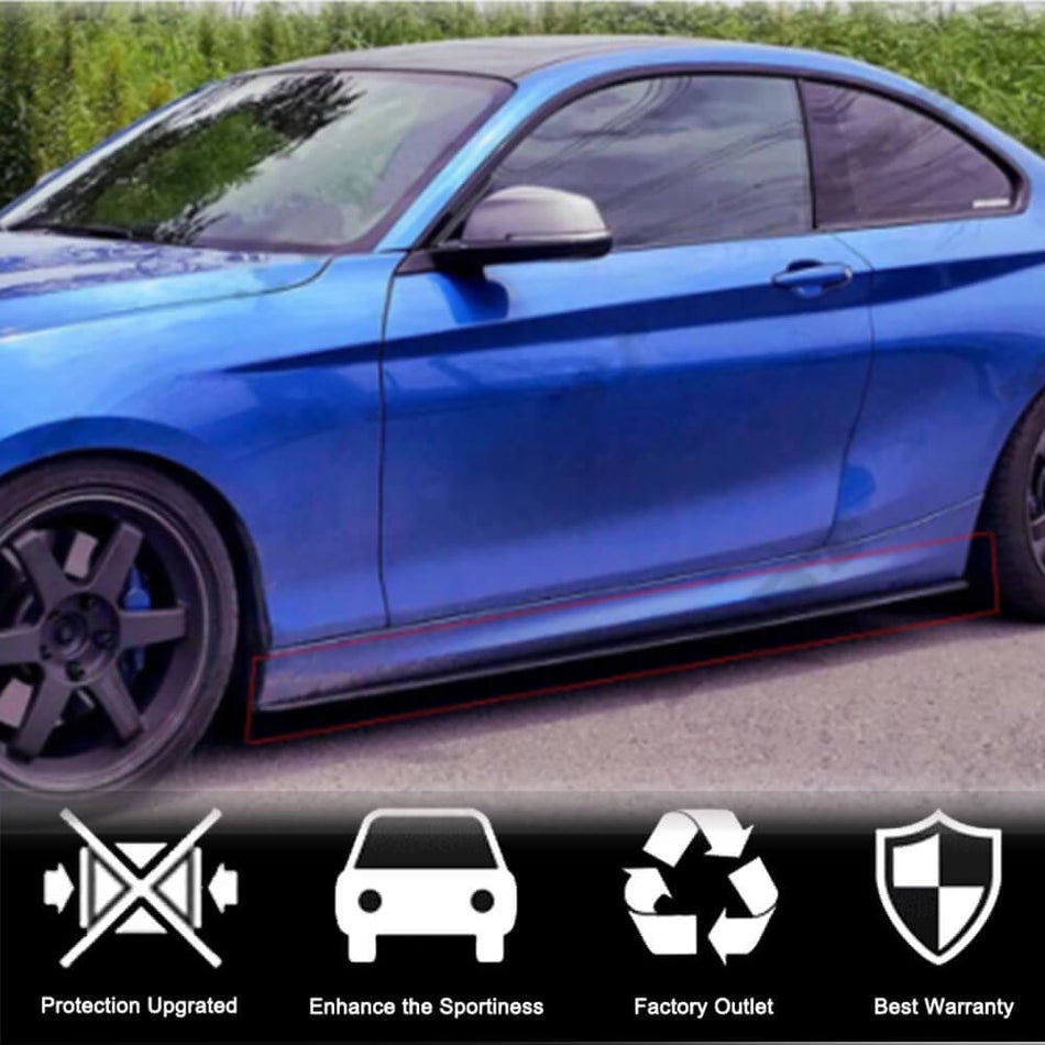 For BMW 2 Series F22 F23 M Sport Carbon Fiber Side Skirts Door Rocker Panels Extension Lip | 220i 228i 230i M-tech M235i M240i