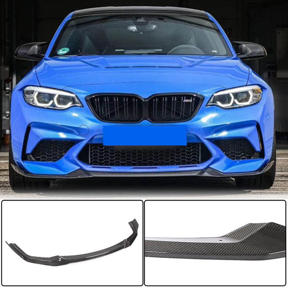 For BMW 2 Series F87 M2 Competition M2C Carbon Fiber Front Bumper Lip Spoiler Splitter