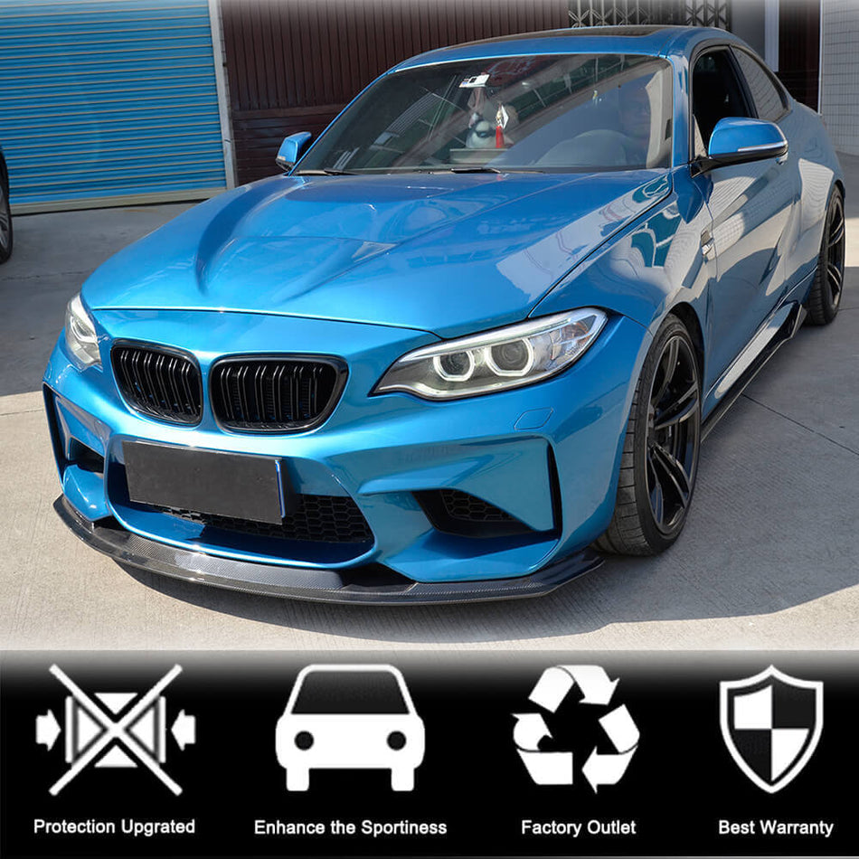 For BMW 2 Series F87 M2 Coupe Carbon Fiber Front Bumper Lip Chin Spoiler Wide Body Kit