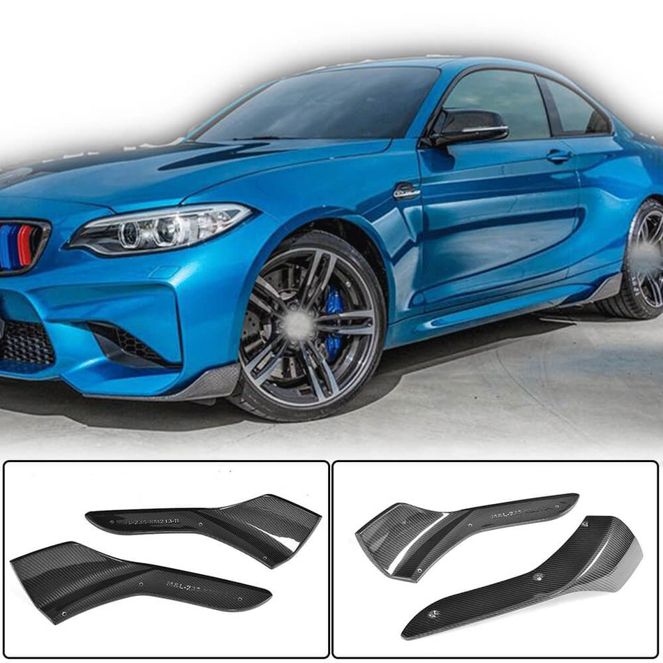 For BMW 2 Series F87 M2 M2C Carbon Fiber Front Bumper Canard Splitter Cupwing Winglets Vent Flaps