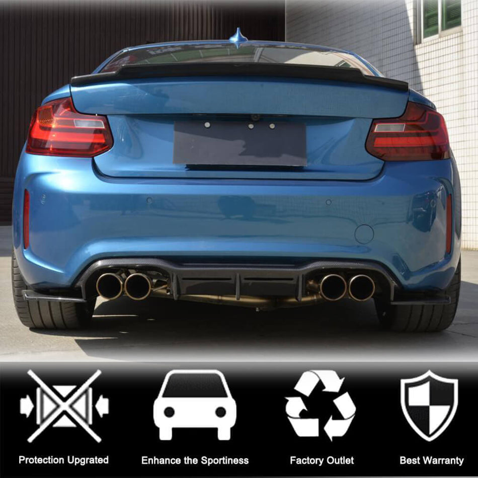 For BMW 2 Series F87 M2 M2C Carbon Fiber Rear Bumper Diffuser Vanace Lip