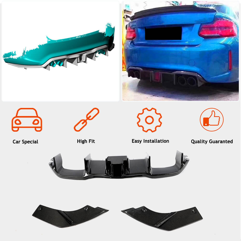 BMW 2 Series F87 M2 M2C 2016-2020 Rear Bumper Diffuser Splitters With ...