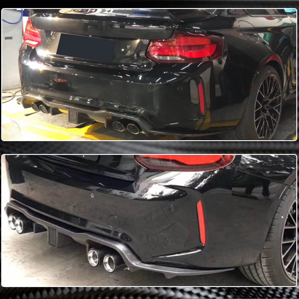 BMW F87 M2 M2C Carbon fiber Rear Bumper Diffuser Lip | with LED Light