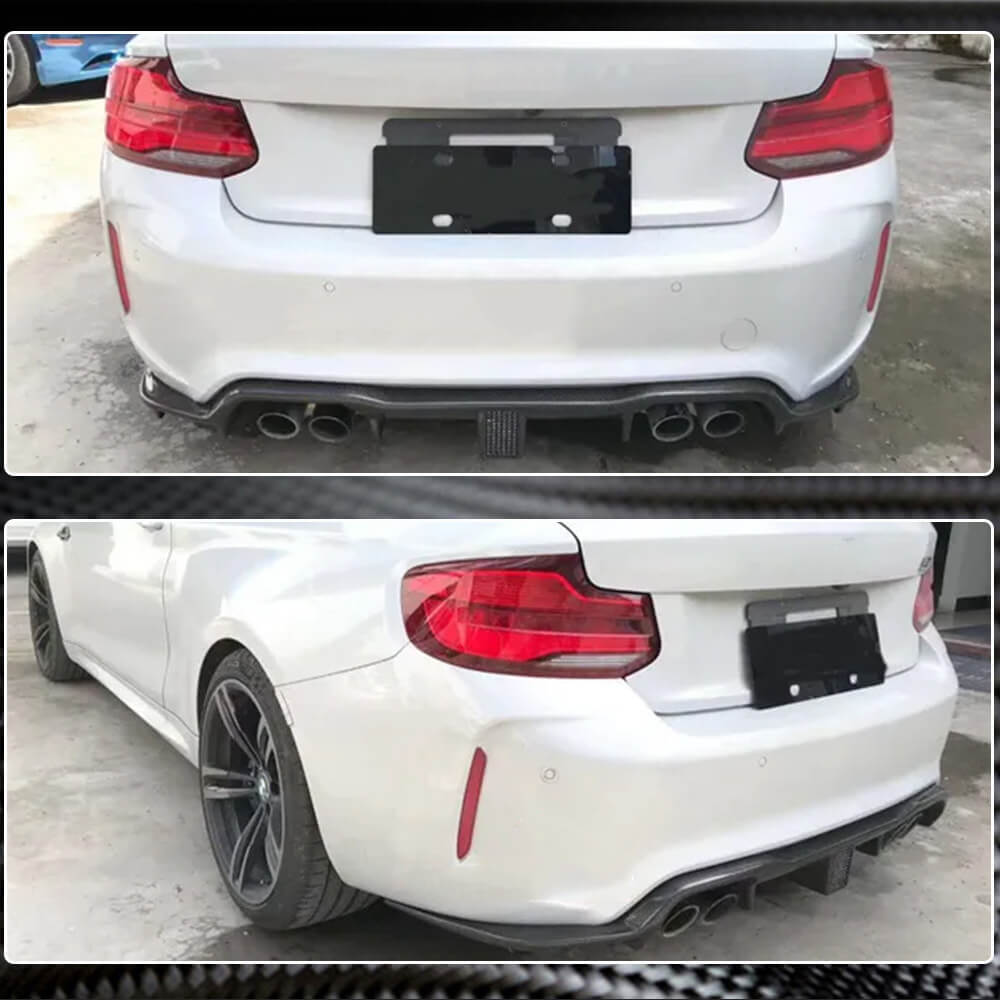 BMW F87 M2 M2C Carbon fiber Rear Bumper Diffuser Lip | with LED Light