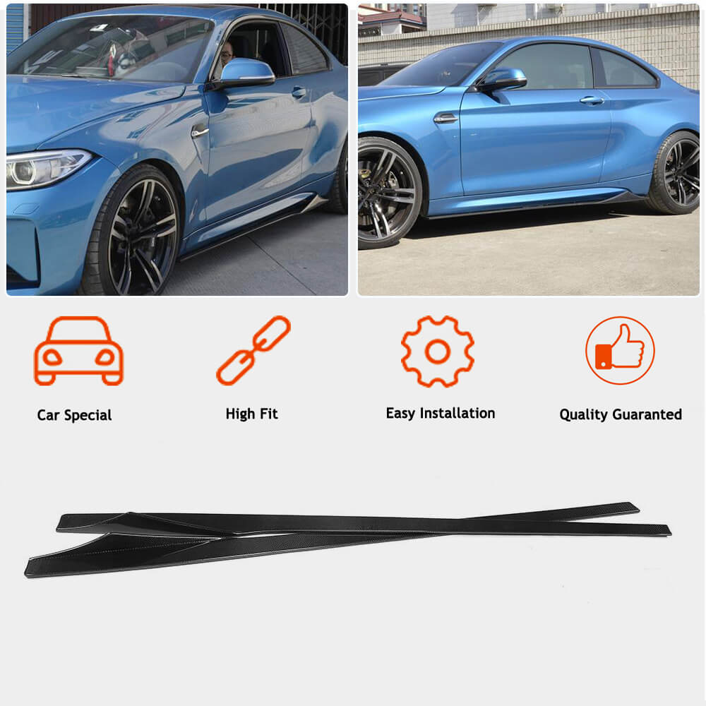 For 2015-2021 BMW F87 M2 Only - Performance Style Carbon Fiber Side Skirt Add-on Lips main image 1