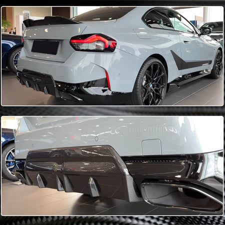 For BMW 2 Series G42 220i 230i M Sport M240i Dry Carbon Fiber Rear Bumper Diffuser Valance Lip-Ahacarbon