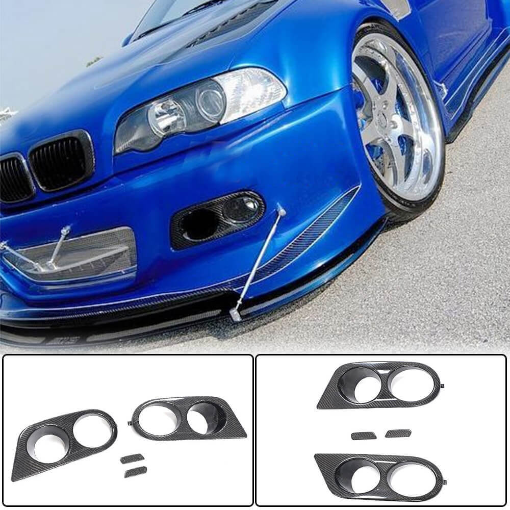 BMW E46 M3 Real Carbon Fiber Fog Light Lamp Air Vent Frame Cover