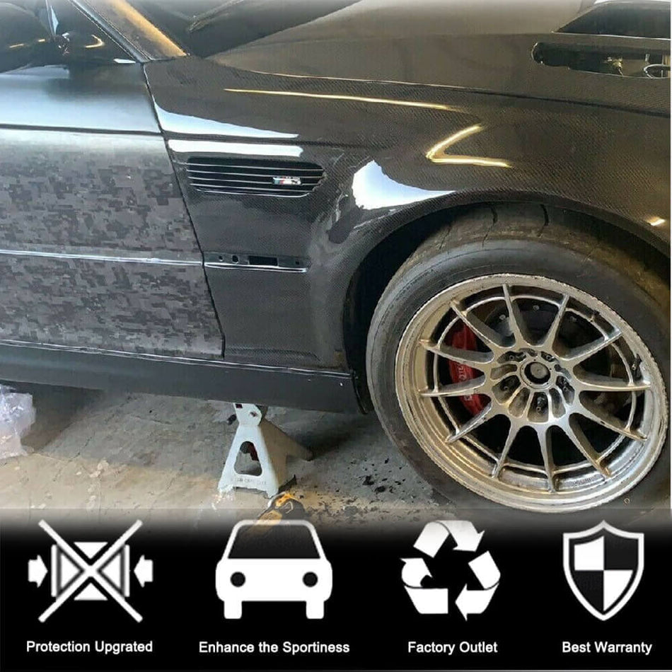 For BMW 3 Series E46 M3 2-Door Carbon Fiber Side Air Fender Vent Canards Cover Widebody Kits