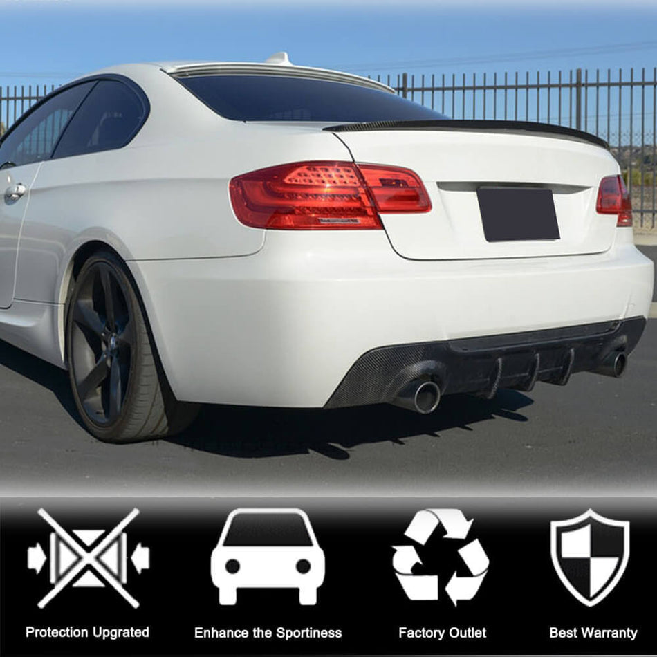 For BMW 3 Series E92 E93 M Sport Carbon Fiber Rear Bumper Diffuser Valance Lip | 320i 323i 325i 328i 330i 335i M-tech