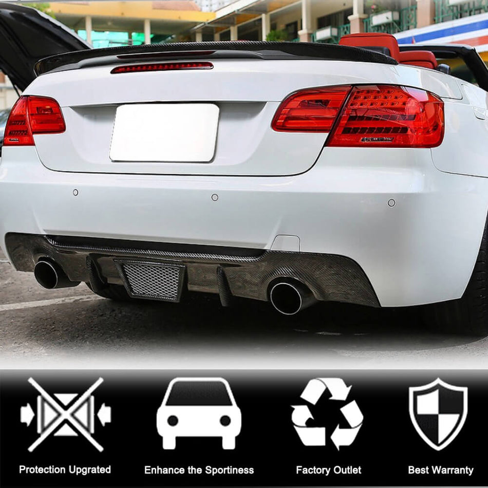For BMW 3 Series E92 E93 M Sport Carbon Fiber Rear Bumper Diffuser Valance Lip | 320i 325i 328i 330i 335i M-tech