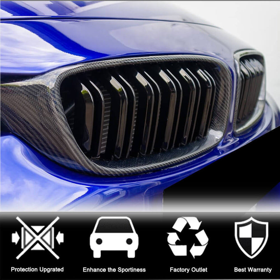 For BMW 3 Series F30 Carbon Fiber Front Grille Frame Bumper Grill Outline Trim | 316i 318i 320i 328i 330i 335i 340i