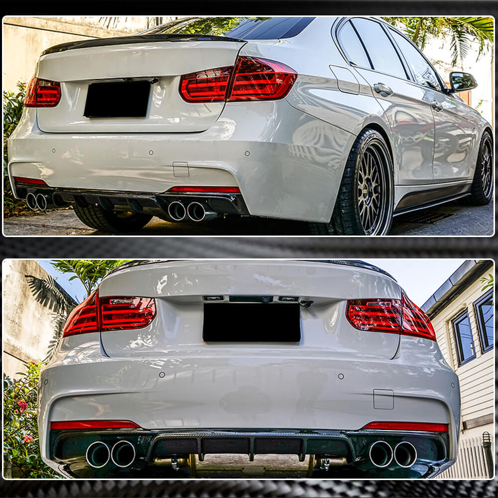 F30 Rear Diffuser Kit BMW F30 M Sport Carbon Fiber Rear Diffuser Lip | Exterior Accessories ...