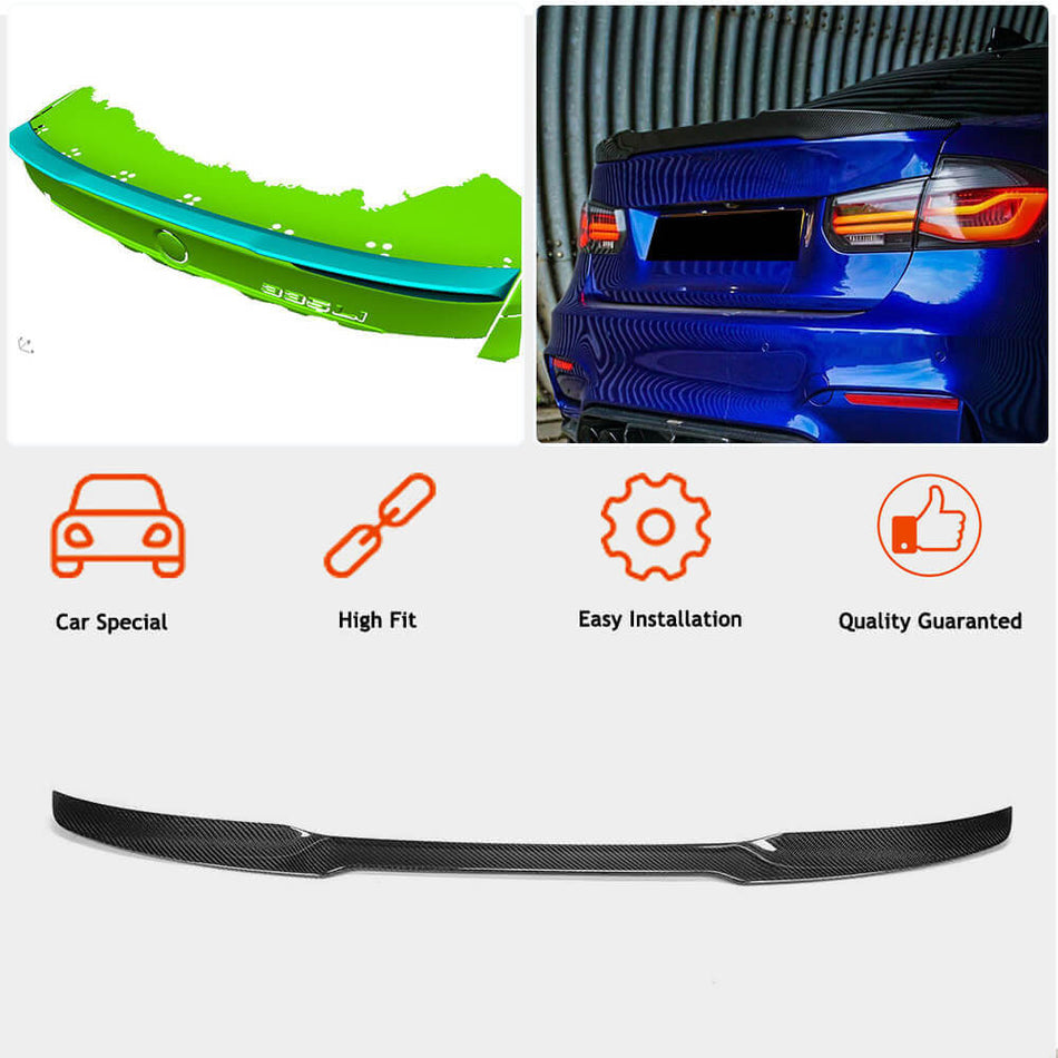 BMW 3 Series F30 F80 M3 2012-2018 Rear Trunk Spoiler Carbon Fiber/FRP-Ahacarbon