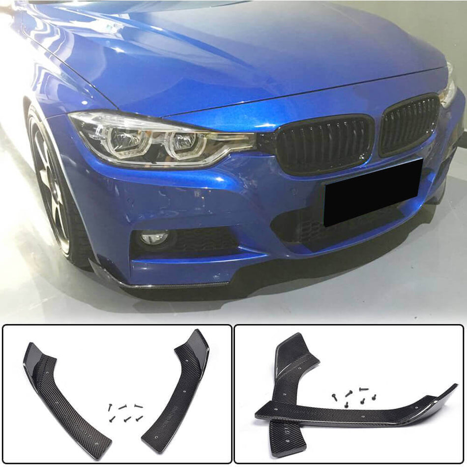 For BMW 3 Series F30 M Sport Carbon Fiber Front Bumper Splitter Cupwing Winglets Vent Flaps | 318i 320i 328i 330i 335i 340i M-tech