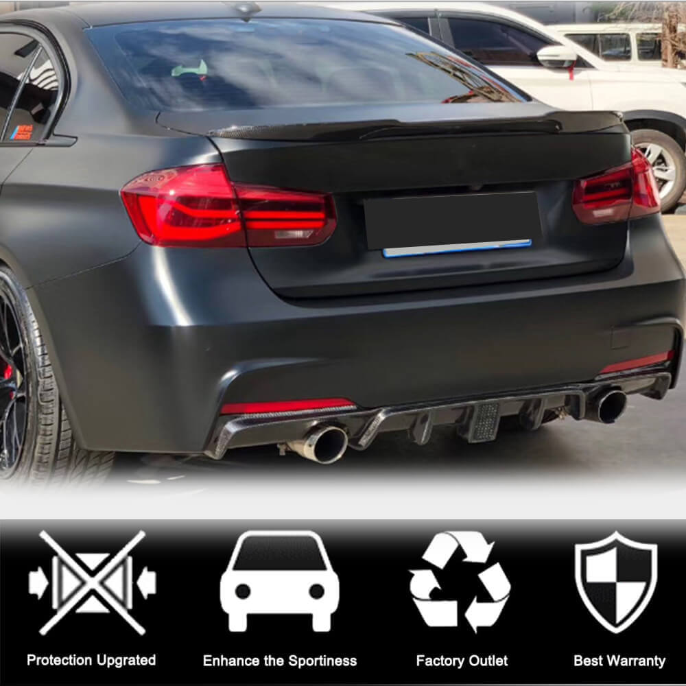 3D Design Carbon Fiber Rear Diffuser (for 2-Tip Exhaust) BMW F30, F31  3-Series M-Sport