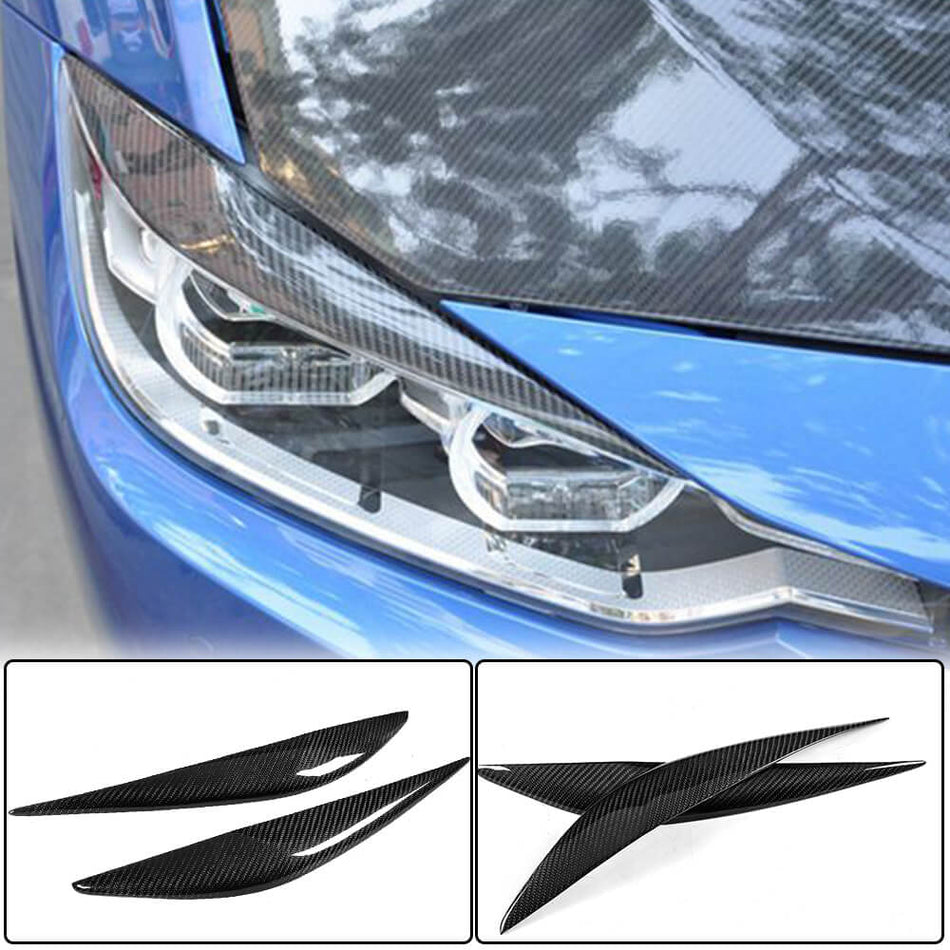 For BMW 3 Series F30 Carbon Fiber Headlight Eyebrows Lamp Eyelids | 316i 318i 320i 328i 330i 335i 340i