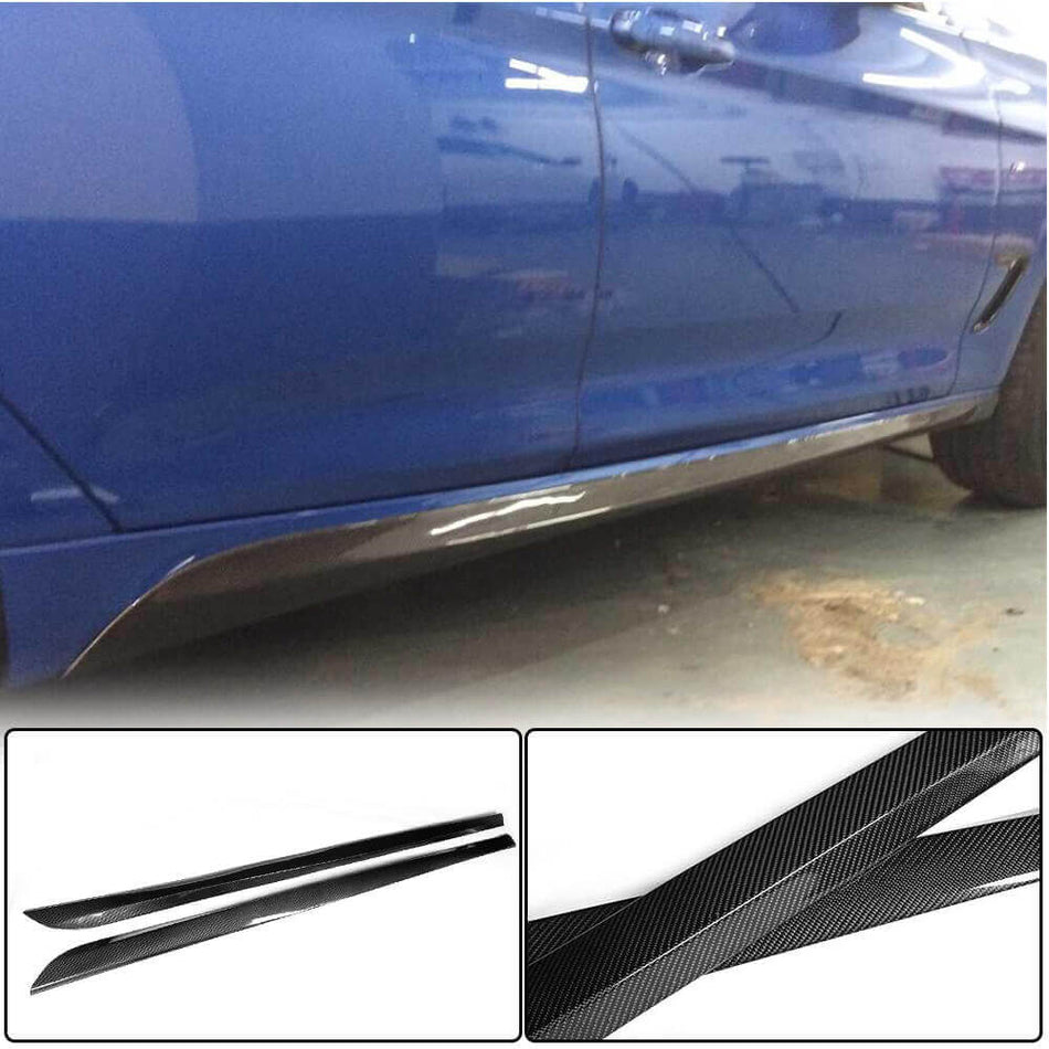For BMW 3 Series F34 M Sport GT GranTurismo Carbon Fiber Upper Side Skirts Door Rocker Panels Extension Lip