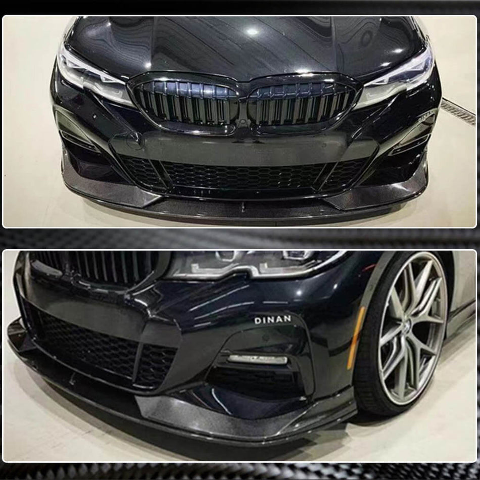 For BMW 3 Series G20 320i 330i M Sport M340i Carbon Fiber Front Bumper Lip Spoiler Wide Body Kit