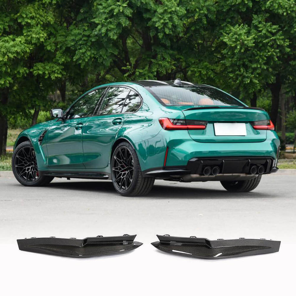 For BMW 3 Series G80 M3 Dry Carbon Fiber 21-22 Rear Bumper Splitter Cupwing Winglets Vent Flaps