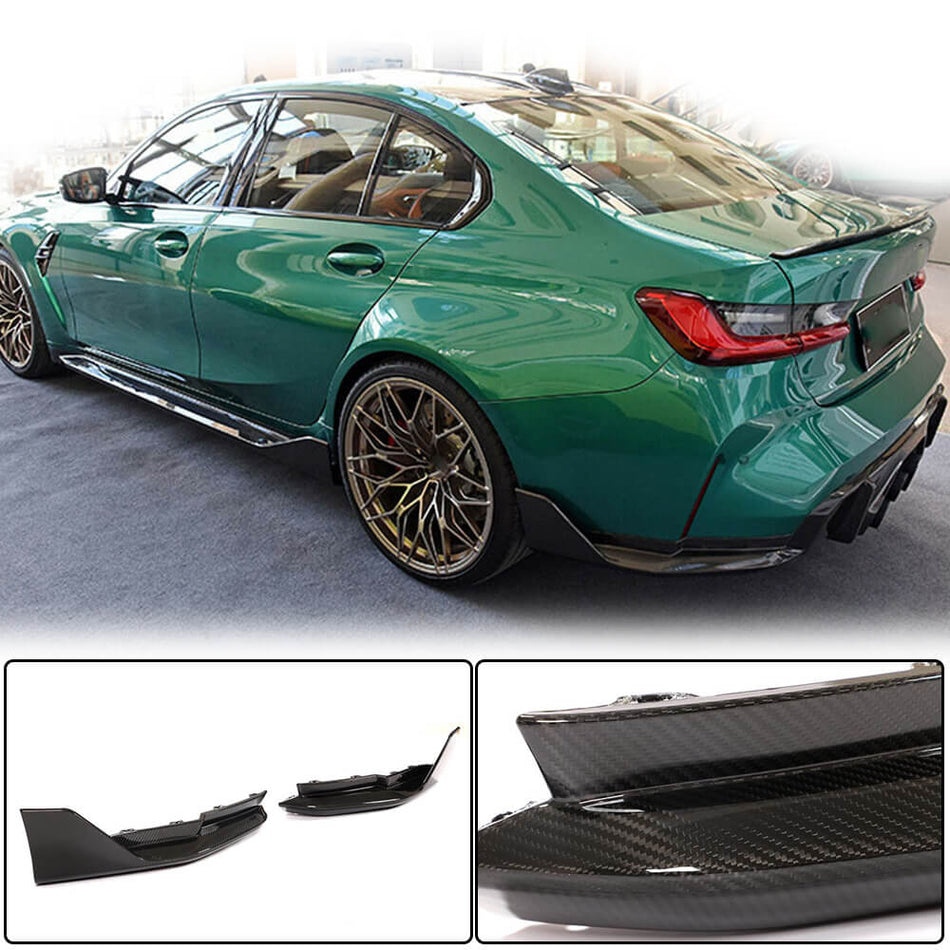 For BMW 3 Series G80 M3 Dry Carbon Fiber Rear Bumper Splitter Cupwing Winglets Vent Flaps